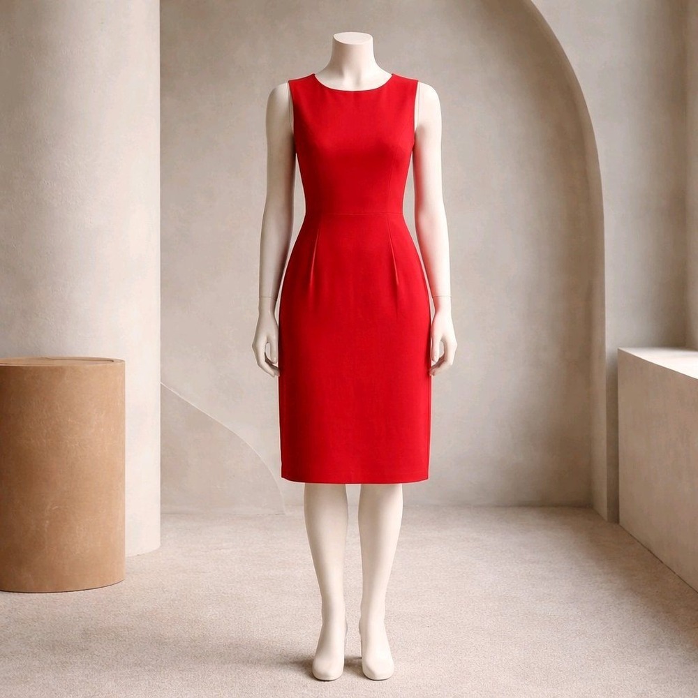 Talbots‎ Sheath Dress Red Sleeveless Cutout Back Classic Workwear 14P
